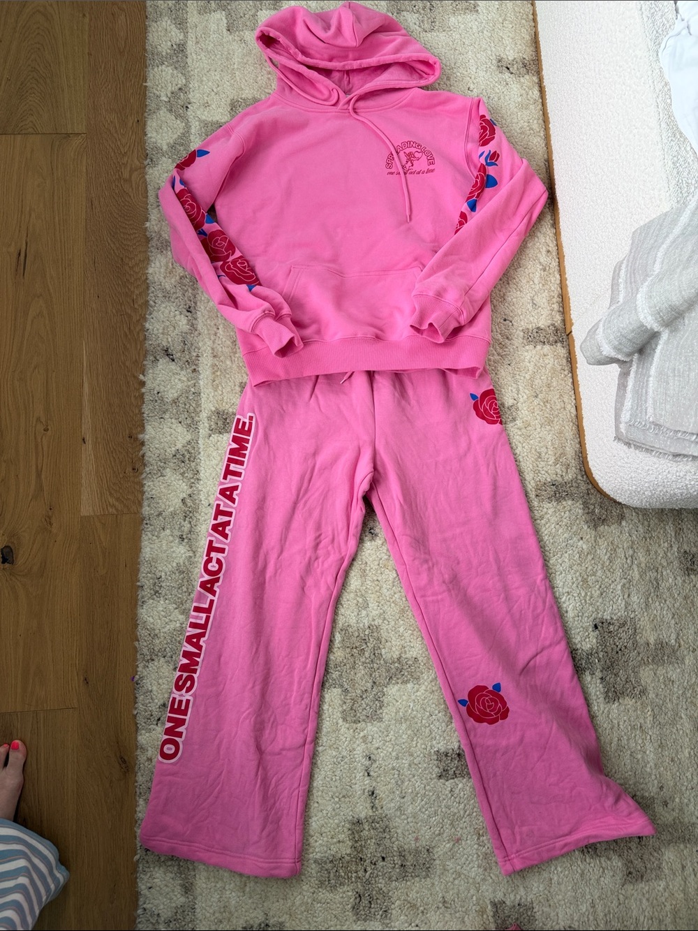 The Mayfair Group Pink Floral Hoodie & Sweatpants Set